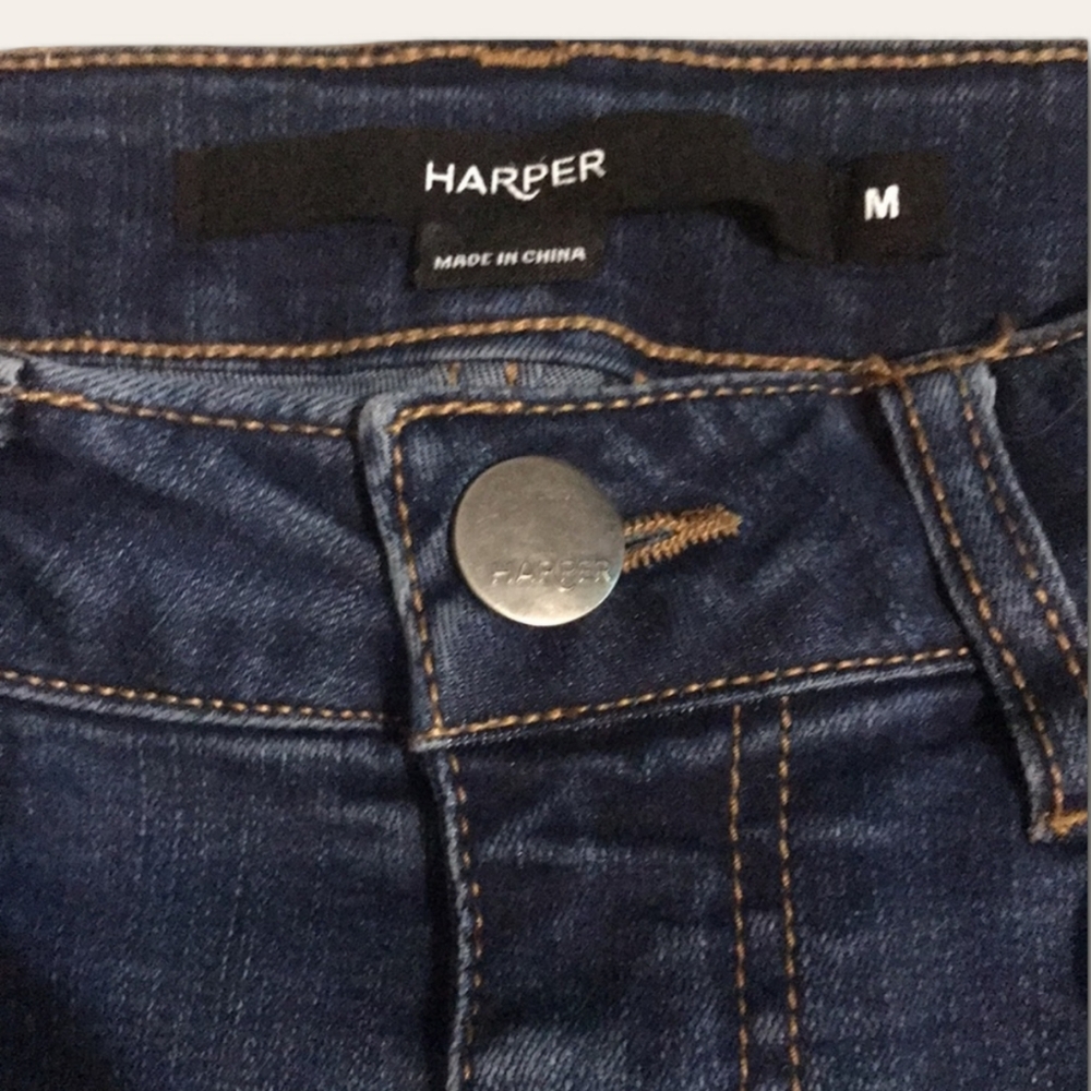 Harper Denim Dark Wash Undone Hem Mini Size Medium - Picture 4 of 6